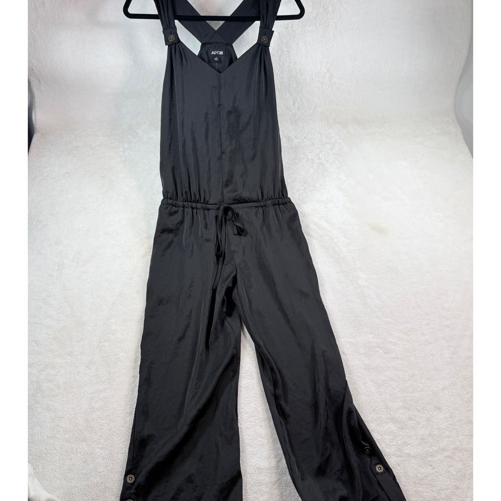Apt. 9 Womens Black Sleeveless Wide Leg Jumpsuit Size 4‎ NWT Drawstring Waist